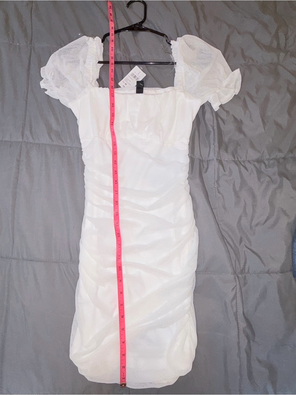 NWT Windsor Ivory Mesh Ruched Bodycon Mini Dress Puff Sleeves Size M - Picture 8 of 8